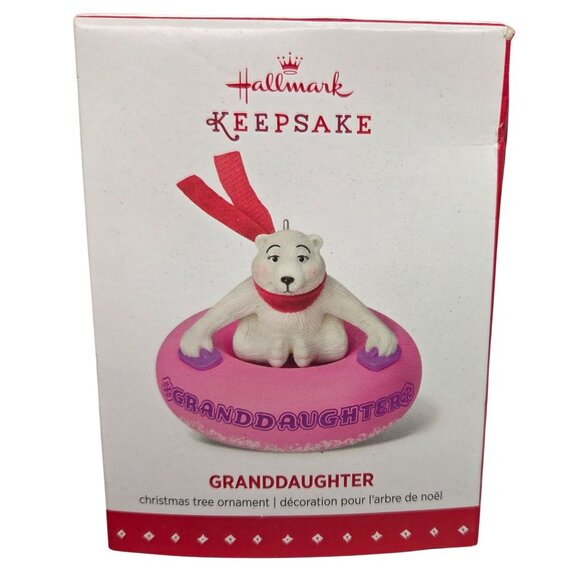 Hallmark Keepsake 2015 Granddaughter Christmas Ornament Polar Bear Inner Tube - Picture 1 of 10